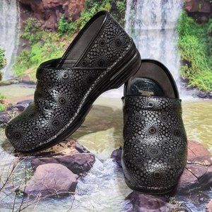 Dansko Black Silver Clogs Size 39